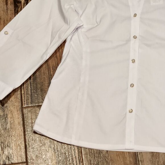 🔸️NWT Zac & Rachel White Buttoned Adjustable Long Sleeve Top Large - Picture 8 of 13